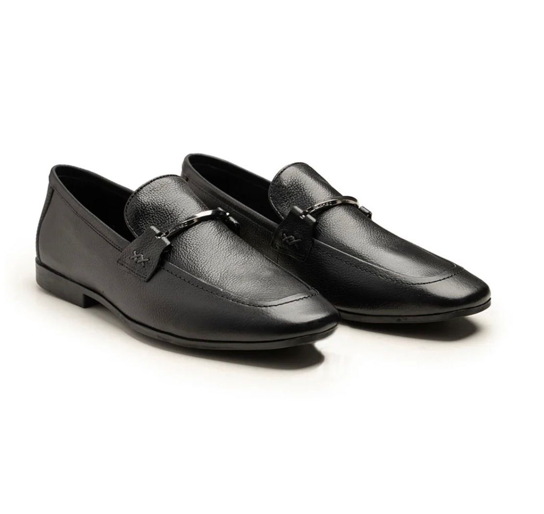 Men’s Classic Black Formal Loafers – Elegant Slip-On Dress Shoes