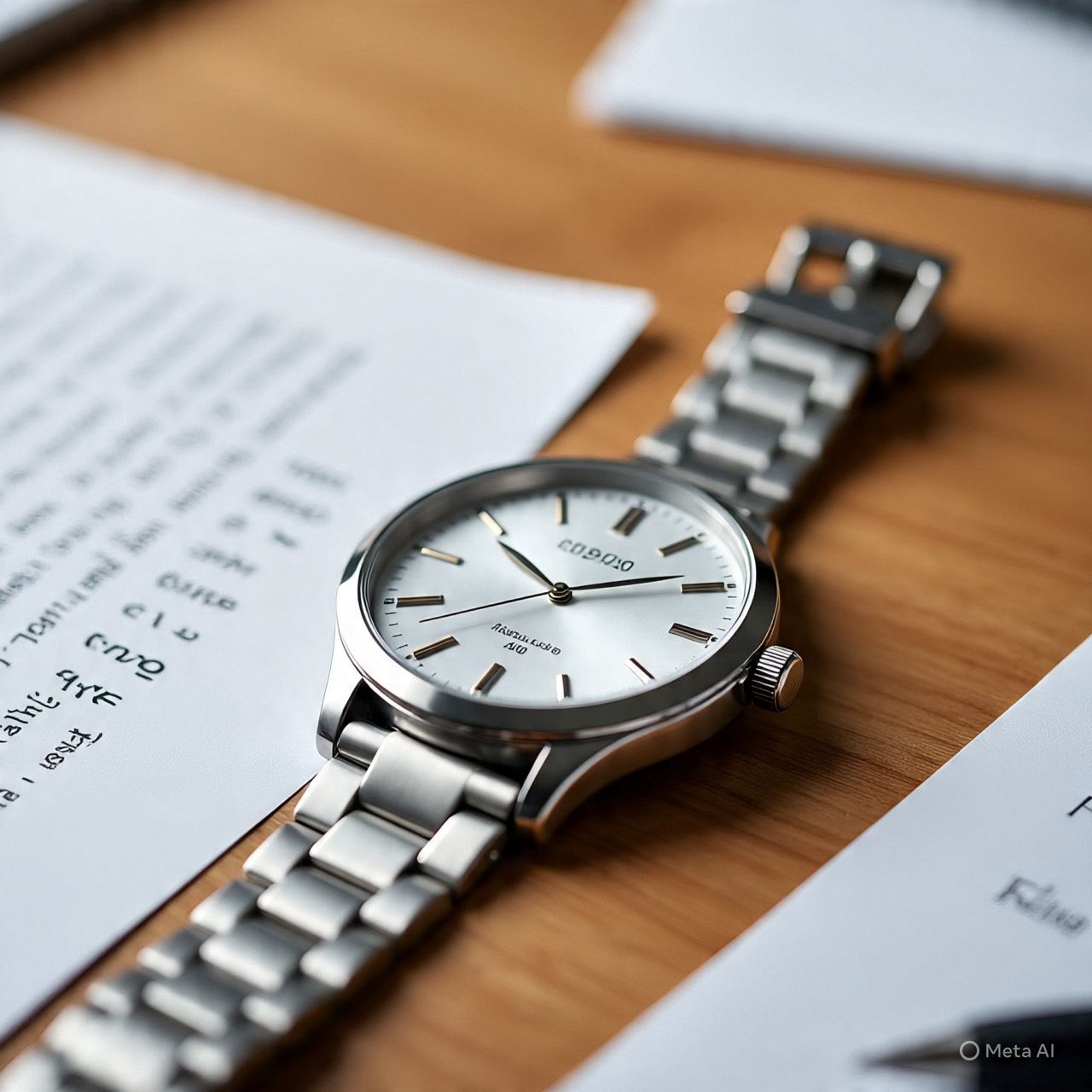 Classic Stainless-Steel Wristwatch with Minimalist Silver Dial